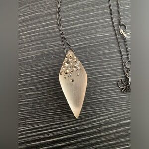 Alexis Bittar Frosted Beige Teardrop Pendant Crystal Accent new without tag